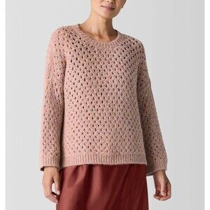 Eileen Fisher Peruvian Alpaca Sweater Womens Size L Pink Fall Holiday Oversized